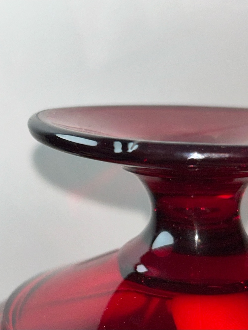 Viking Glass Ruby Red Ambrina Shine 4 Point Pedestal Ruffle Dish - Picture 13 of 15